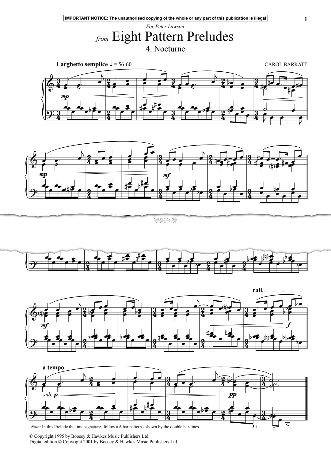 Product gallery: Page 1 of 1 Nocturne from Eight Pattern Preludes, Carol Barratt