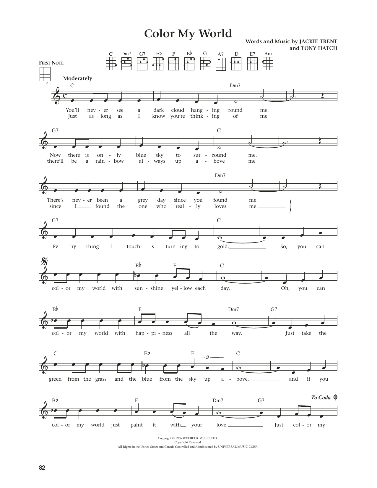 Produktgalerie: Seite 1 von 1 Color My World (from The Daily Ukulele) (arr. Jim Beloff), Petula Clark, Ukulele