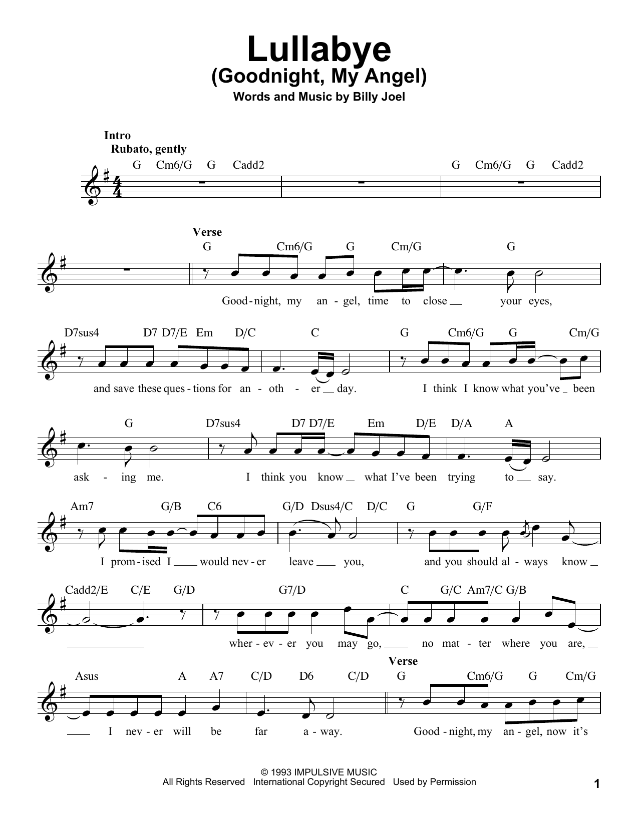 Produktbild zu: Lullabye (Goodnight, My Angel)