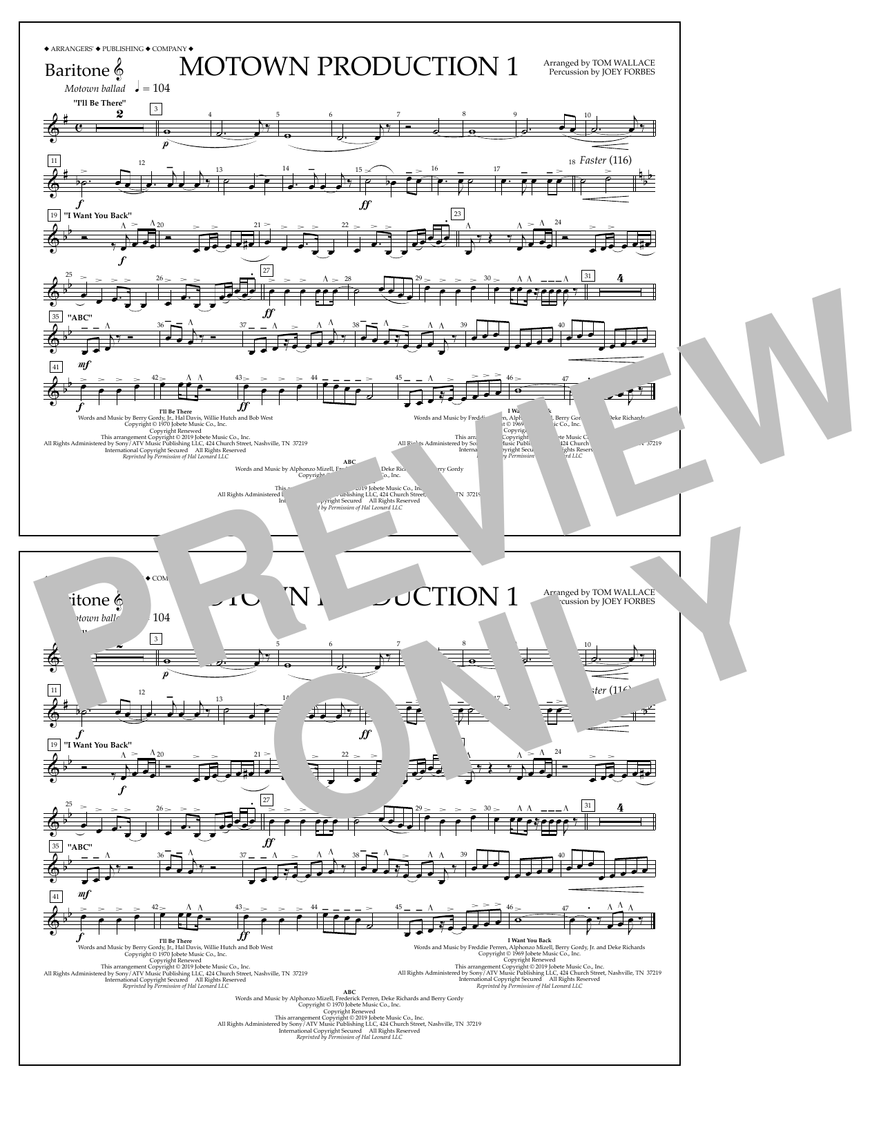 Product picture to: Motown Production 1(arr. Tom Wallace) - Baritone T.C.