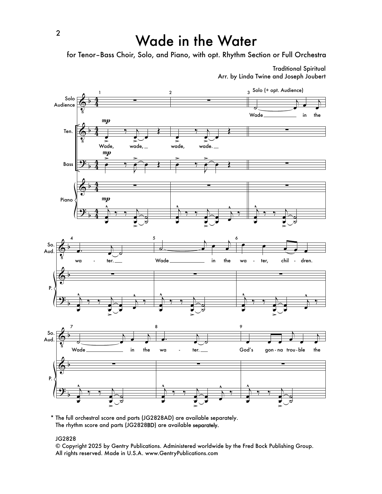 Product picture to: Wade In The Water (arr. Linda Twine and Joseph Joubert)