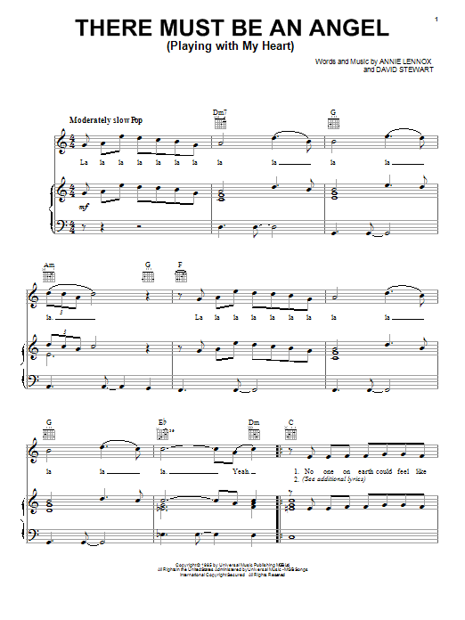 Produktgalerie: Seite 1 von 1 There Must Be An Angel (Playing With My Heart), Eurythmics, Gesang, Gitarre, Klavier