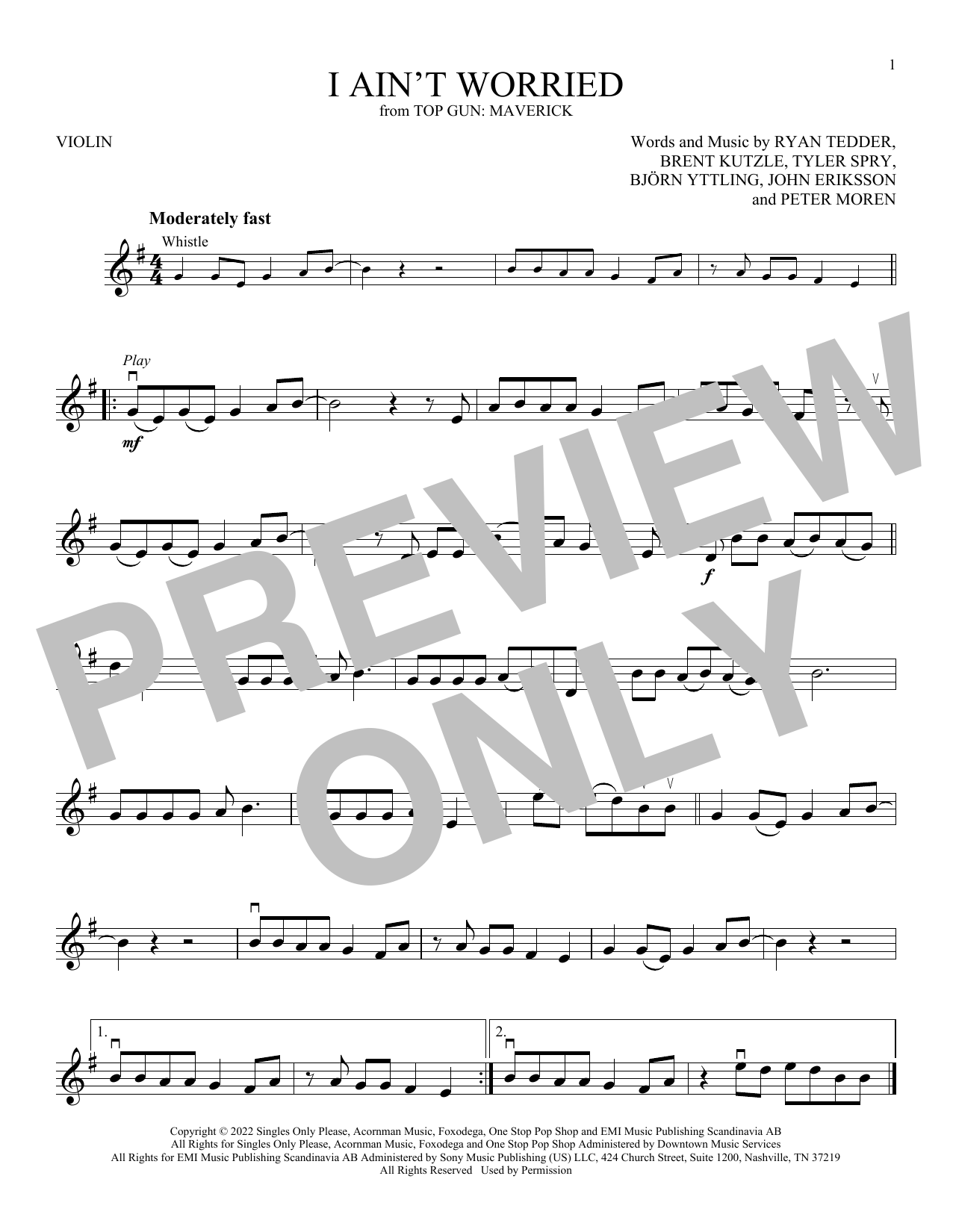 Product gallery: Page 1 of 1 I Ain't Worried (from Top Gun: Maverick), OneRepublic