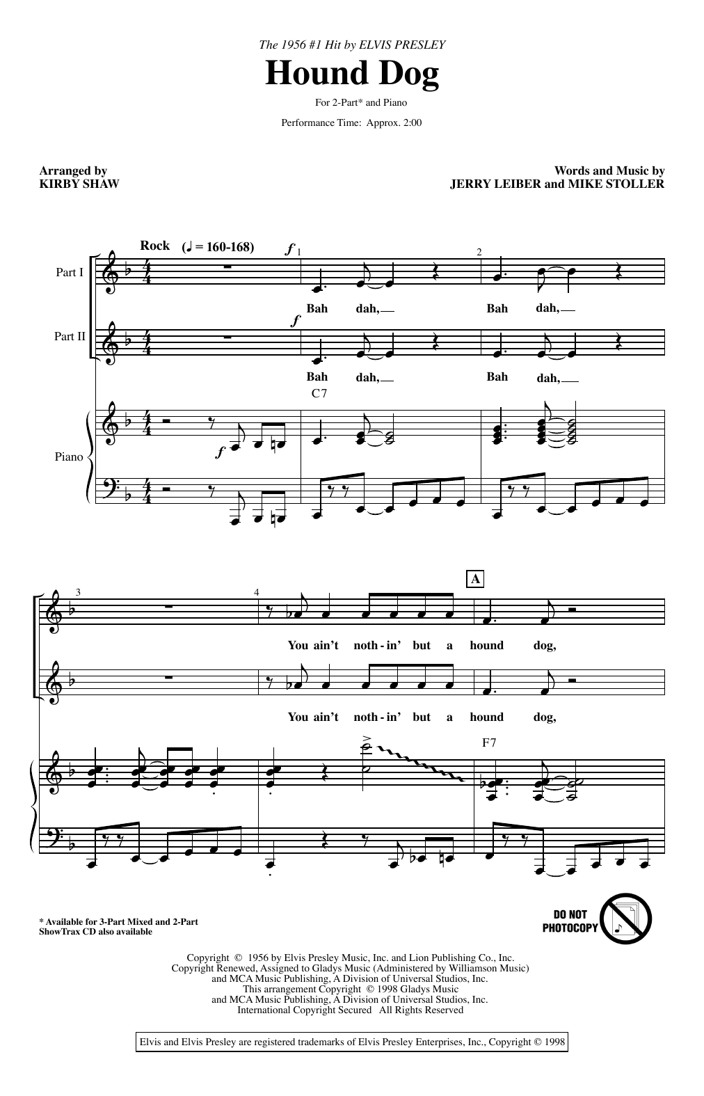 Produktgalerie: Seite 1 von 1 Hound Dog (arr. Kirby Shaw), Elvis Presley, Chor