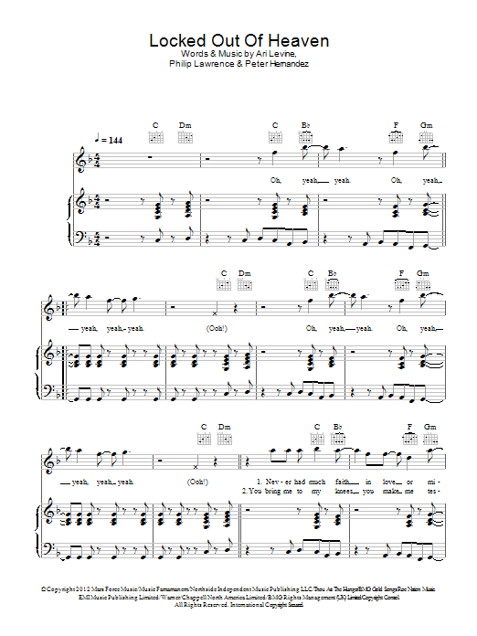 Product gallery: Page 1 of 1 Locked Out Of Heaven, Bruno Mars