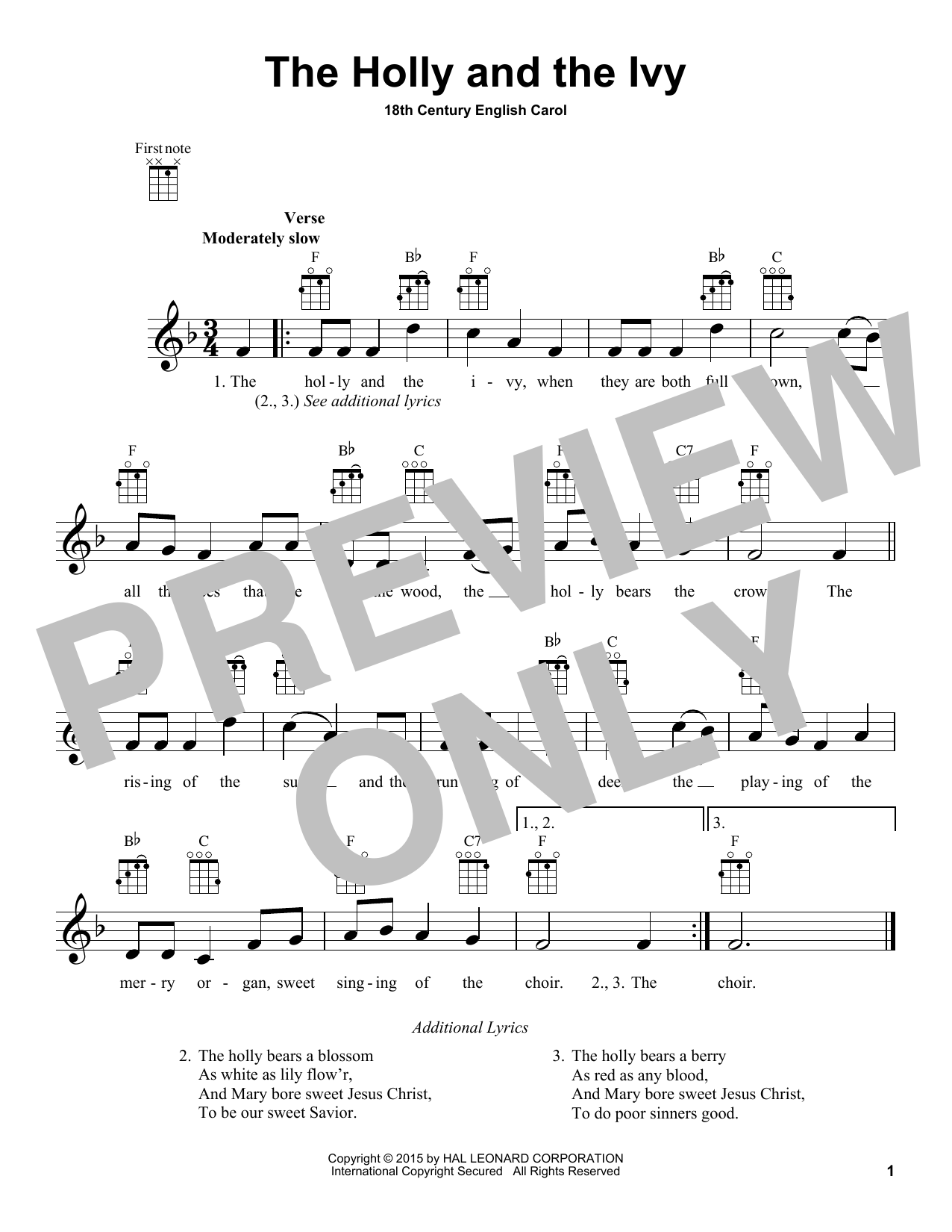 Product gallery: Page 1 of 1 The Holly And The Ivy, 18th Century English Carol