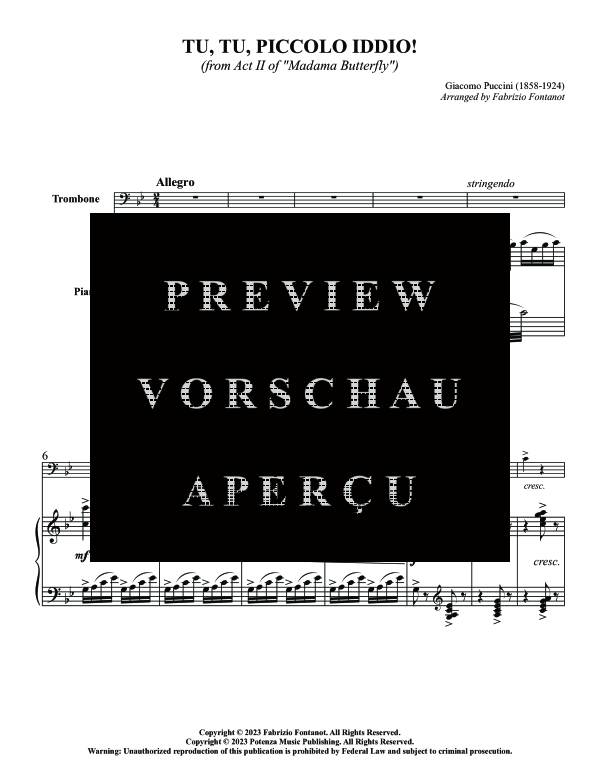 Product gallery: Page 5 of 9 Tu, tu, piccolo iddio!, , (trombone and piano)