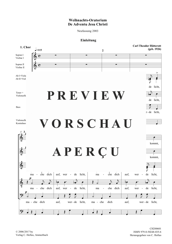 gallery: Weihnachts-Oratorium De adventu Jesu Christi, , (Gemischter Chor, Solo Sopran/Bariton Bläser und Streicher)