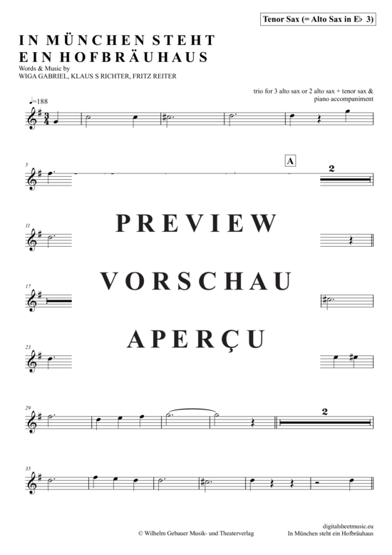 Product gallery: Page 16 of 21 In München steht ein Hofbräuhaus (Saxophon Trio AAA(T) , Marianne und Michael,  + piano)