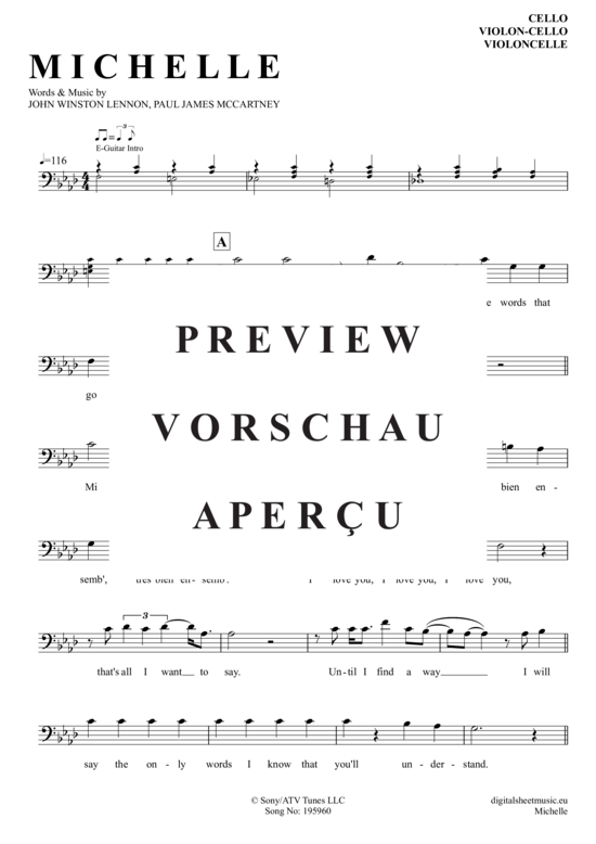 Produktgalerie: Seite 2 von 4 Michelle , Beatles, The, (Violoncello)