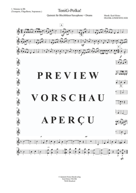 Produktgalerie: Seite 7 von 11 ToniG-Polka, Frank-Lindenfelser, Karl-Heinz, Blechbläserquintett