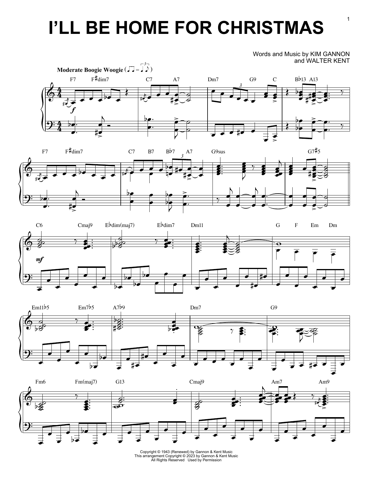 Product picture to: I'll Be Home For Christmas [Boogie Woogie version] (arr. Brent Edstrom)