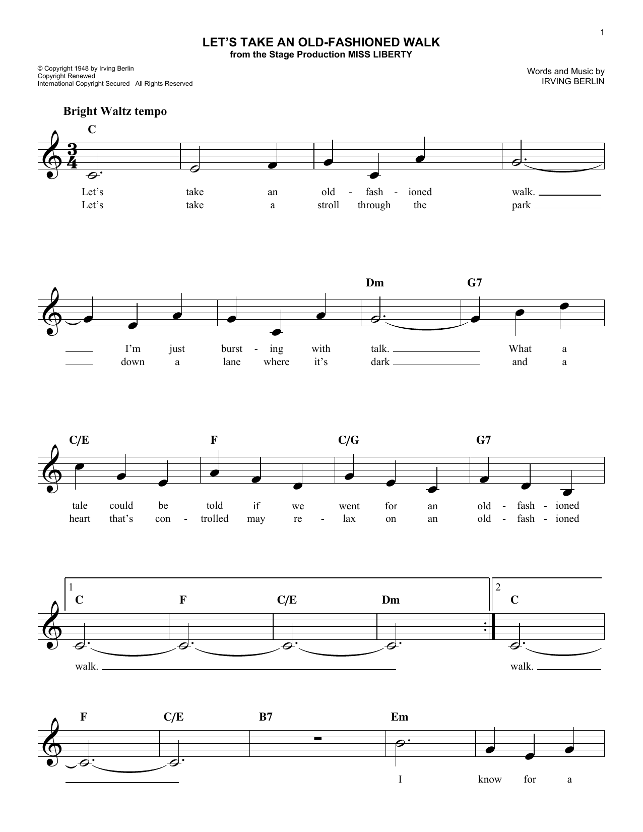 Product gallery: Page 1 of 1 Let's Take An Old-Fashioned Walk, Irving Berlin