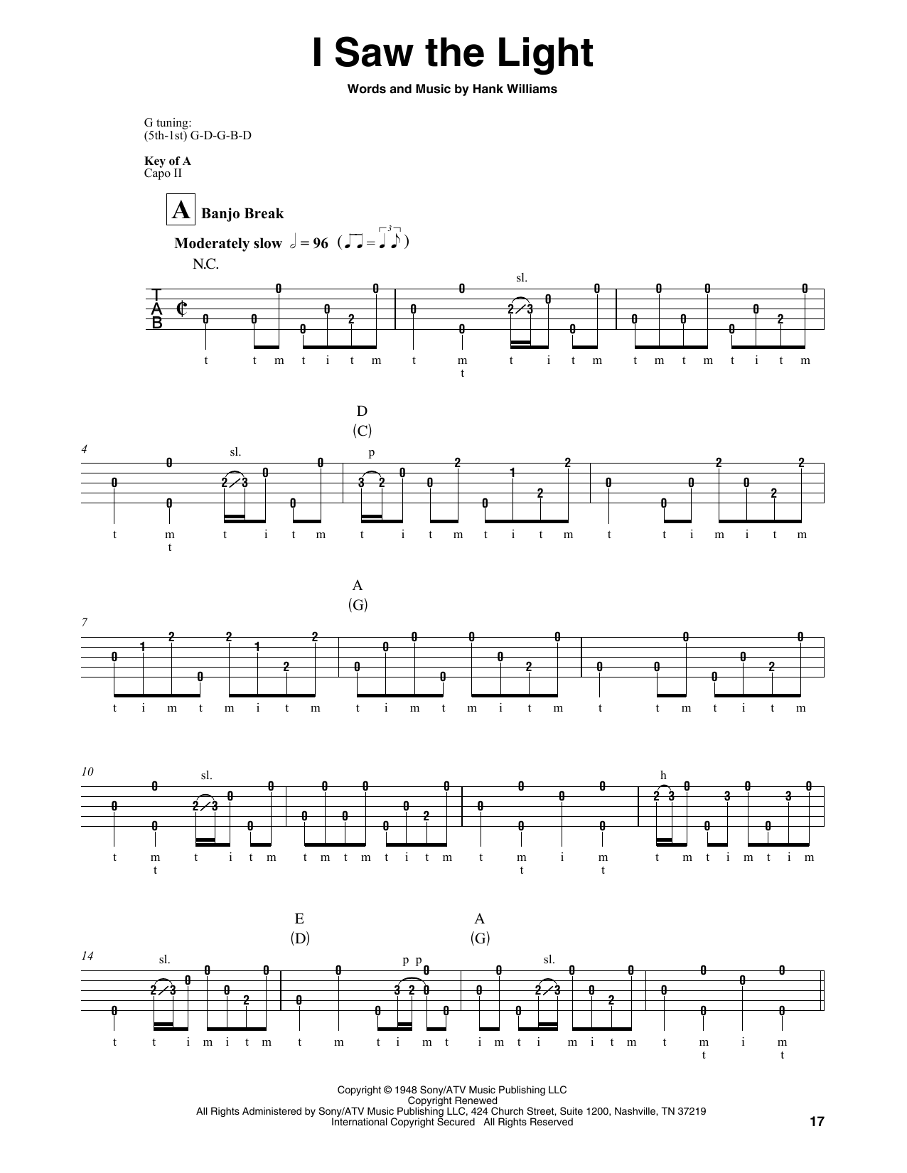 Produktgalerie: Seite 1 von 1 I Saw The Light, Hank Williams, Banjo