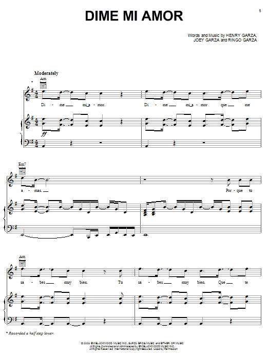 Produktgalerie: Seite 1 von 1 Dime Mi Amor, Los Lonely Boys, Gesang, Gitarre, Klavier