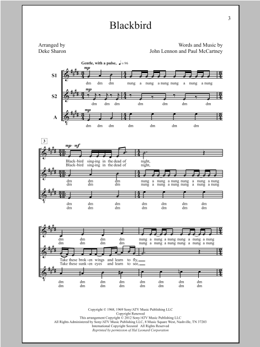 Product gallery: Page 1 of 1 Blackbird (arr. Deke Sharon), The Beatles