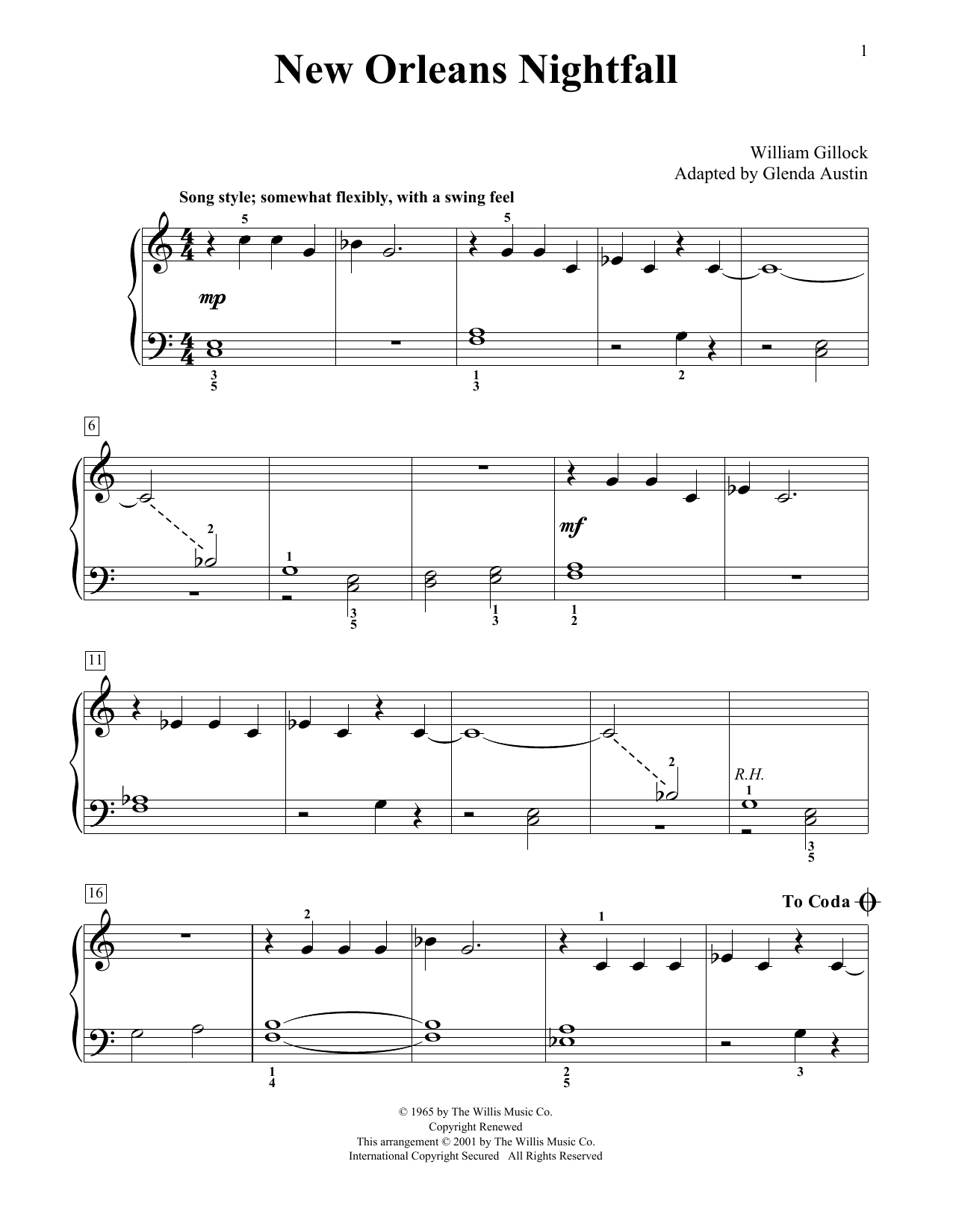 Product picture to: New Orleans Nightfall (Simplified) (adapted by Glenda Austin)