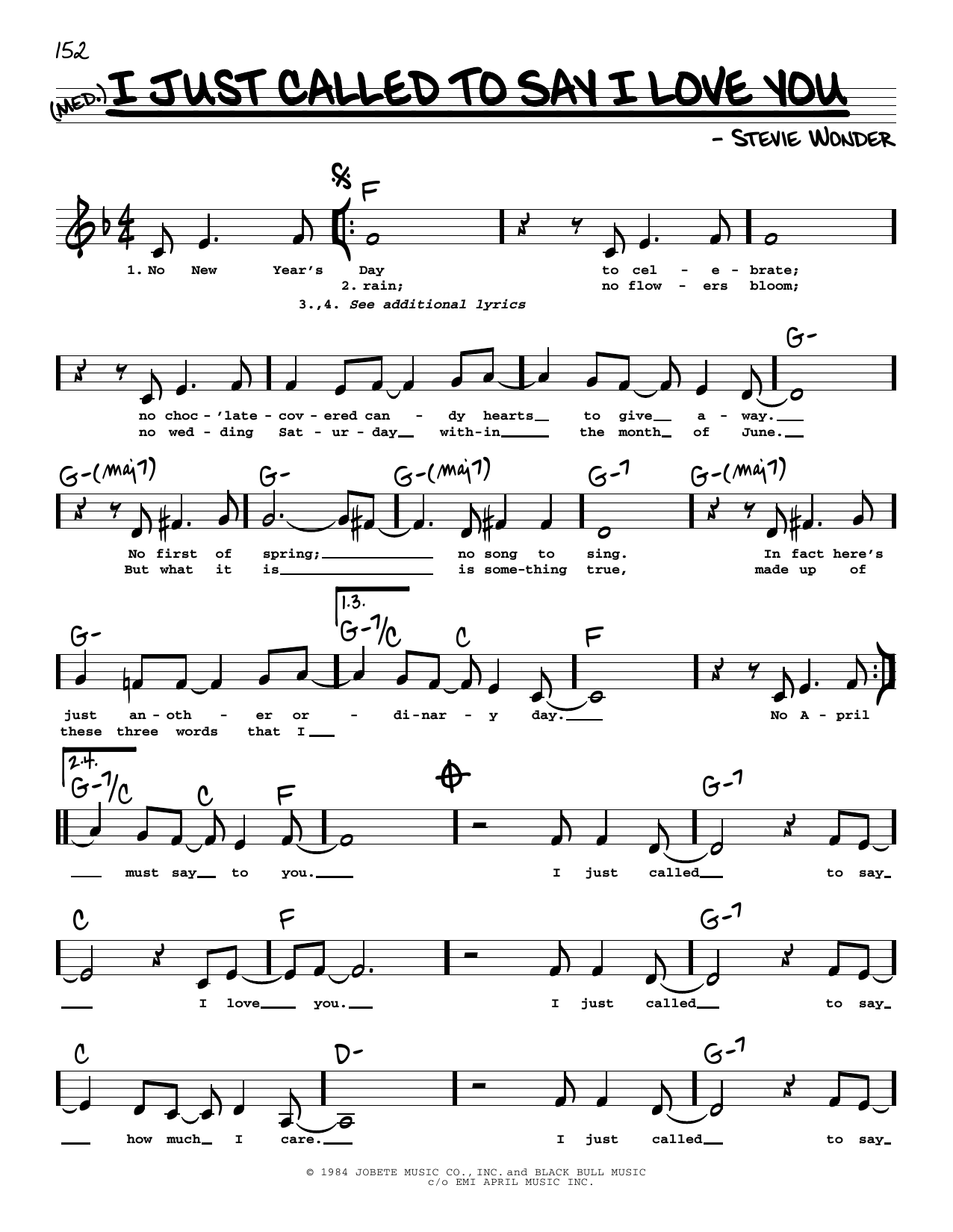 Produktgalerie: Seite 1 von 1 I Just Called To Say I Love You (Low Voice), Stevie Wonder