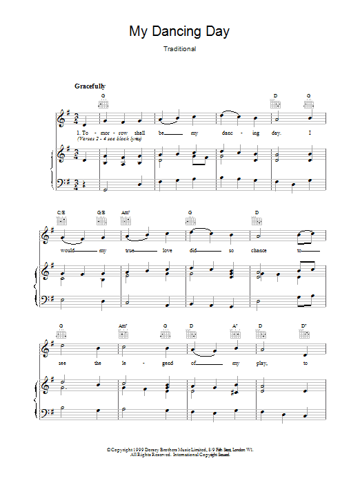 Produktgalerie: Seite 1 von 1 My Dancing Day, Traditional, Gesang, Gitarre, Klavier