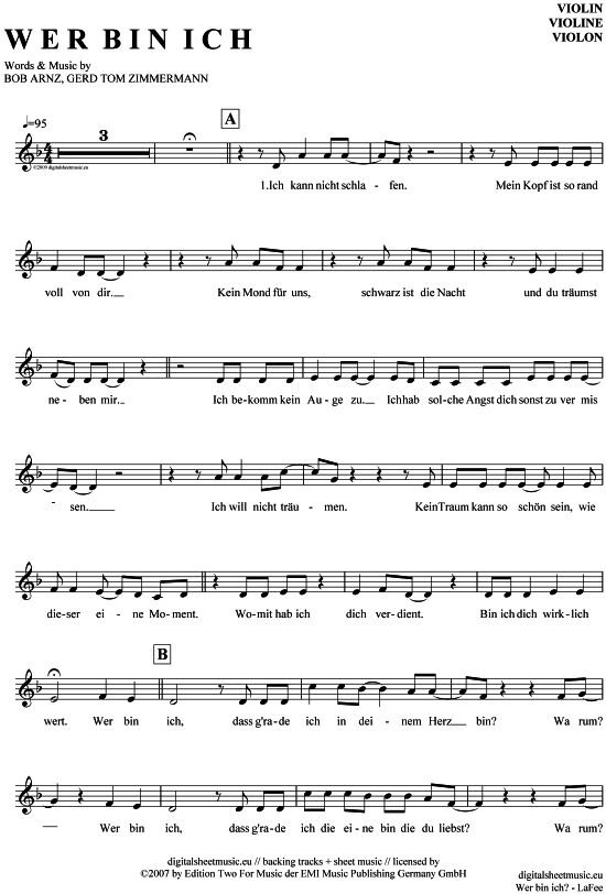 Lafee Wer Bin Ich Free Mp3 Download Wer bin ich - sheet music by LaFee - 7130051 | notendownload