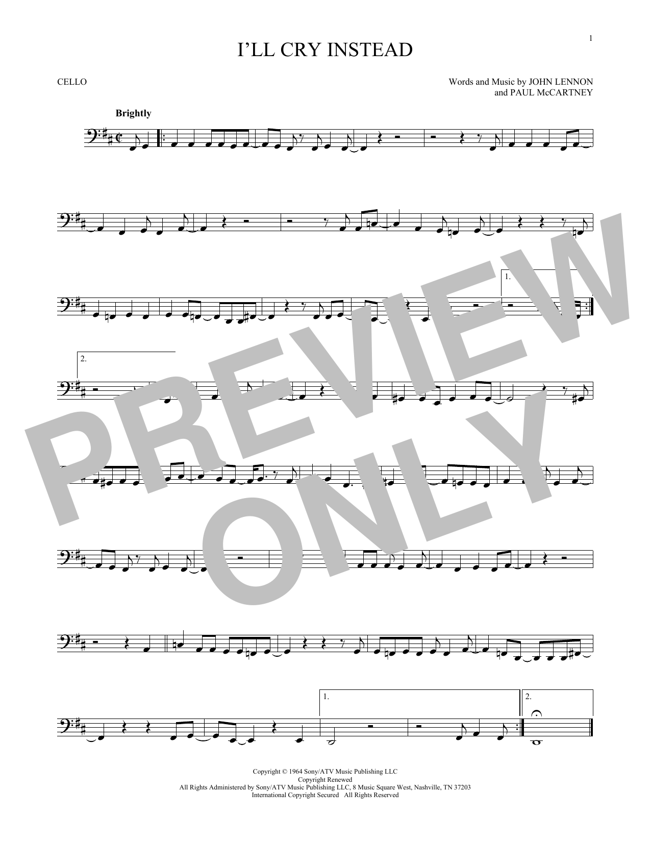 Produktgalerie: Seite 1 von 1 I'll Cry Instead, The Beatles, Violoncello