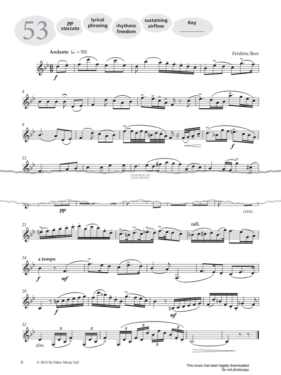 Product gallery: Page 1 of 1 Study No.53 'Andante' (from 'More Graded Studies For Clarinet Book Two'), Frédéric Berr