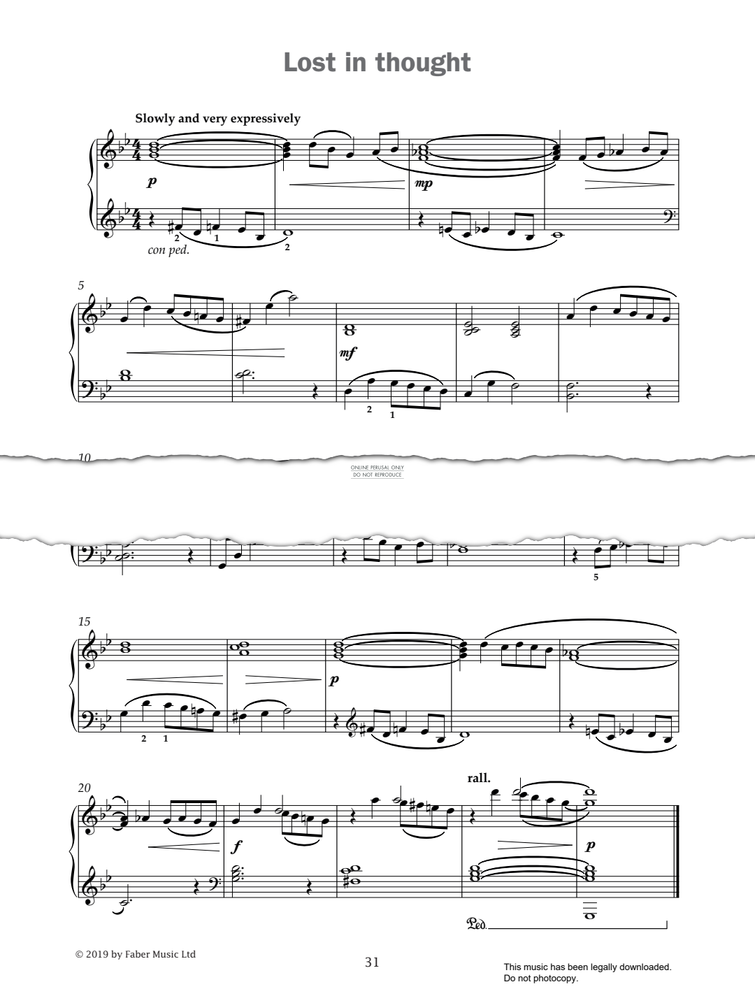 Produktgalerie: Seite 1 von 1 Lost In Thought (from 'Improve Your Sight-Reading! A Piece a Week Piano Grade 5'), Paul Harris, Klavier