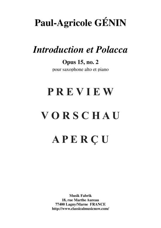 Product gallery: Page 15 of 19 Introduction et Polacca Opus 15, no. 2 , , (alto/baritone saxophone + piano)