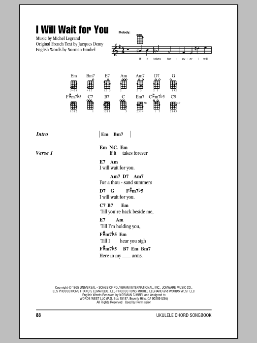 Product gallery: Page 1 of 1 I Will Wait For You, Michel LeGrand