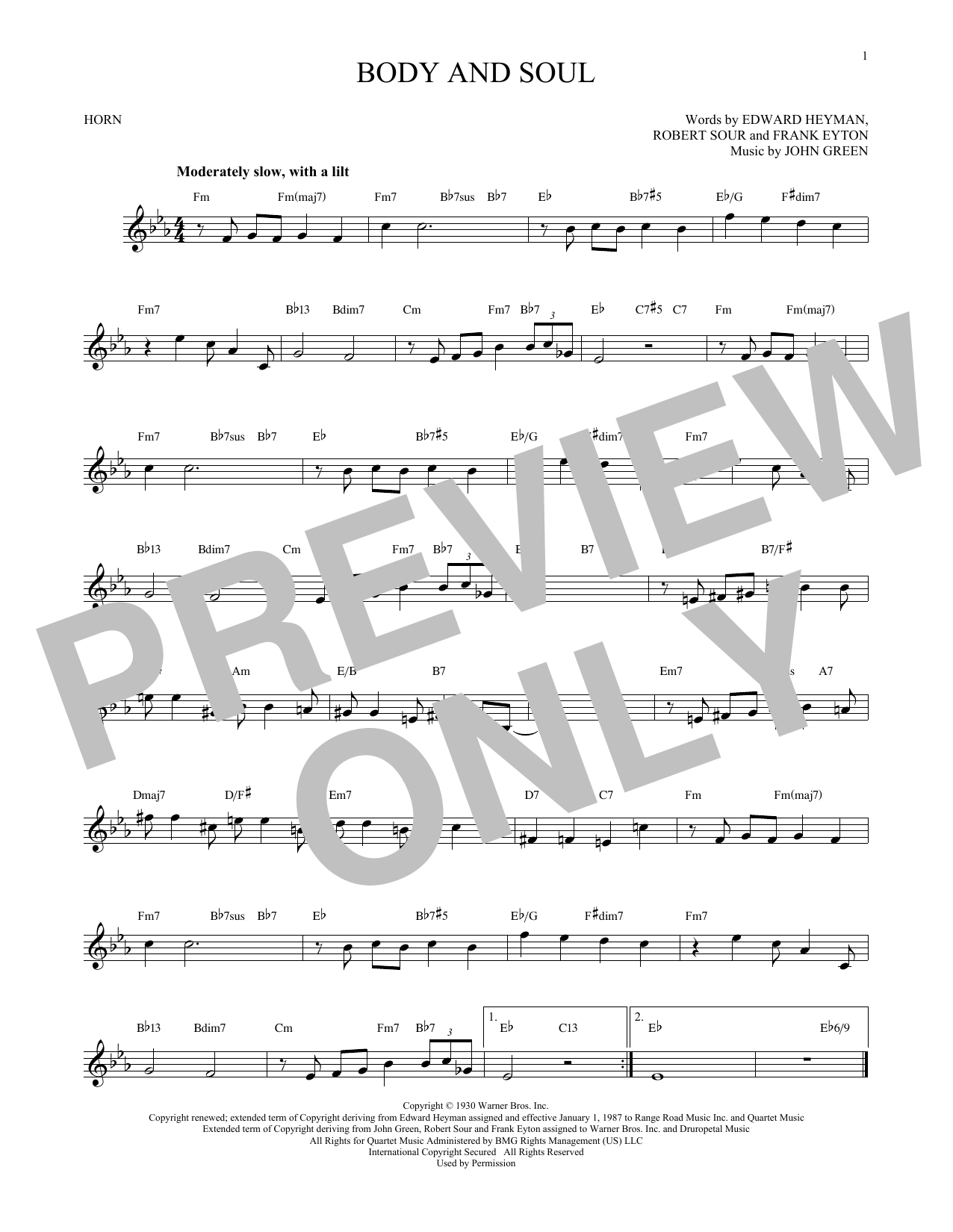 Produktgalerie: Seite 1 von 1 Body And Soul, John Green, Horn