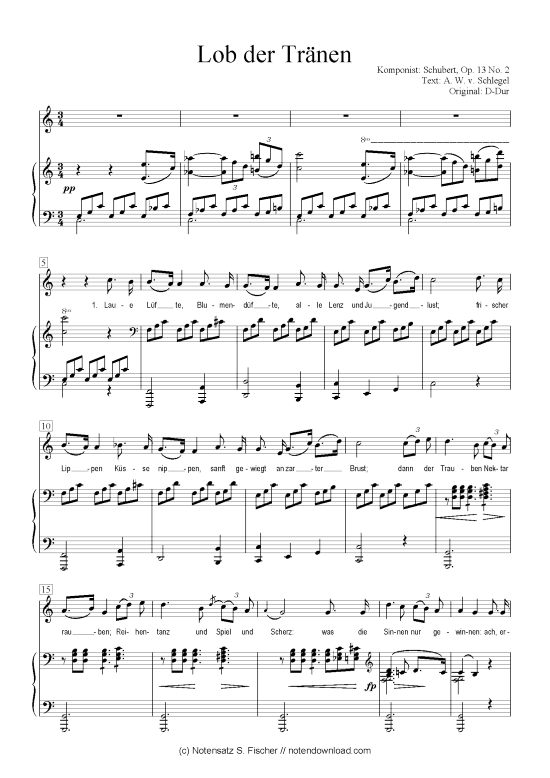 Product picture to: Lob der Tränen  Schubert, Op. 13 No. 2