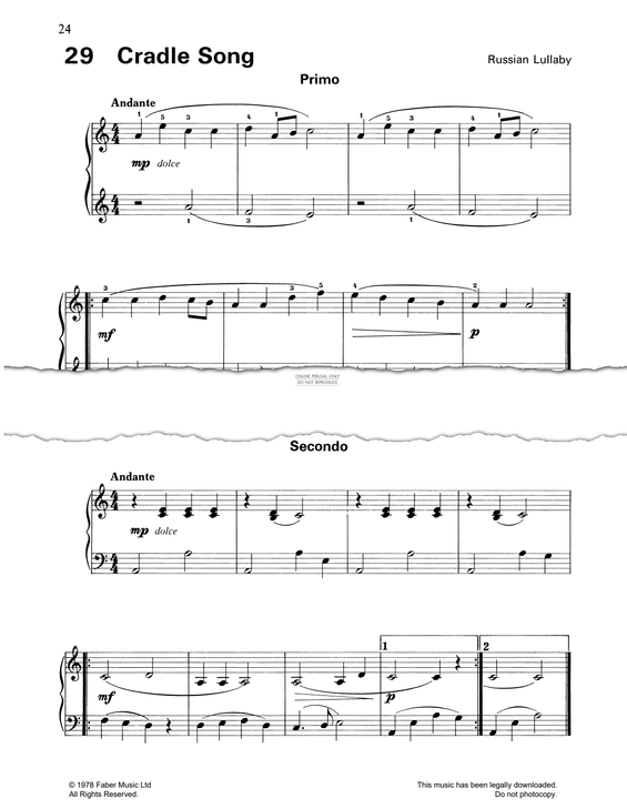 Produktgalerie: Seite 1 von 1 Cradle Song, Russian Traditional, Klavier