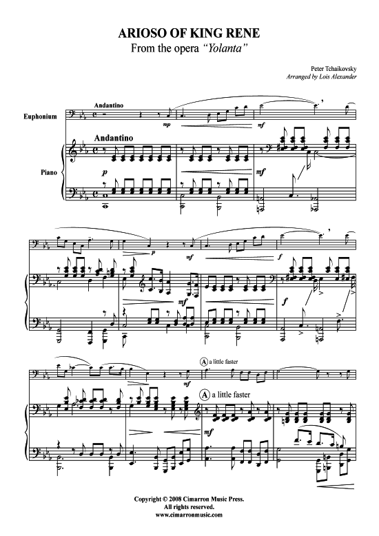 Product picture to: Arioso of King Rene Peter Tschaikowski