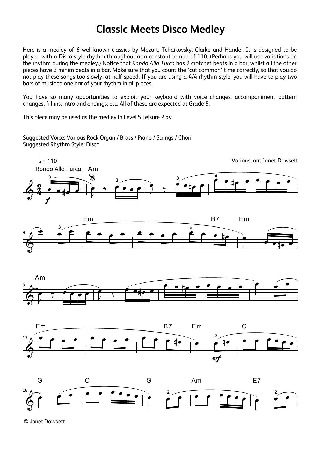 Produktgalerie: Seite 1 von 1 Classics Meets Disco Medley (LCME Electronic Keyboard Grade 5 List B), Janet Dowsett, Klavier