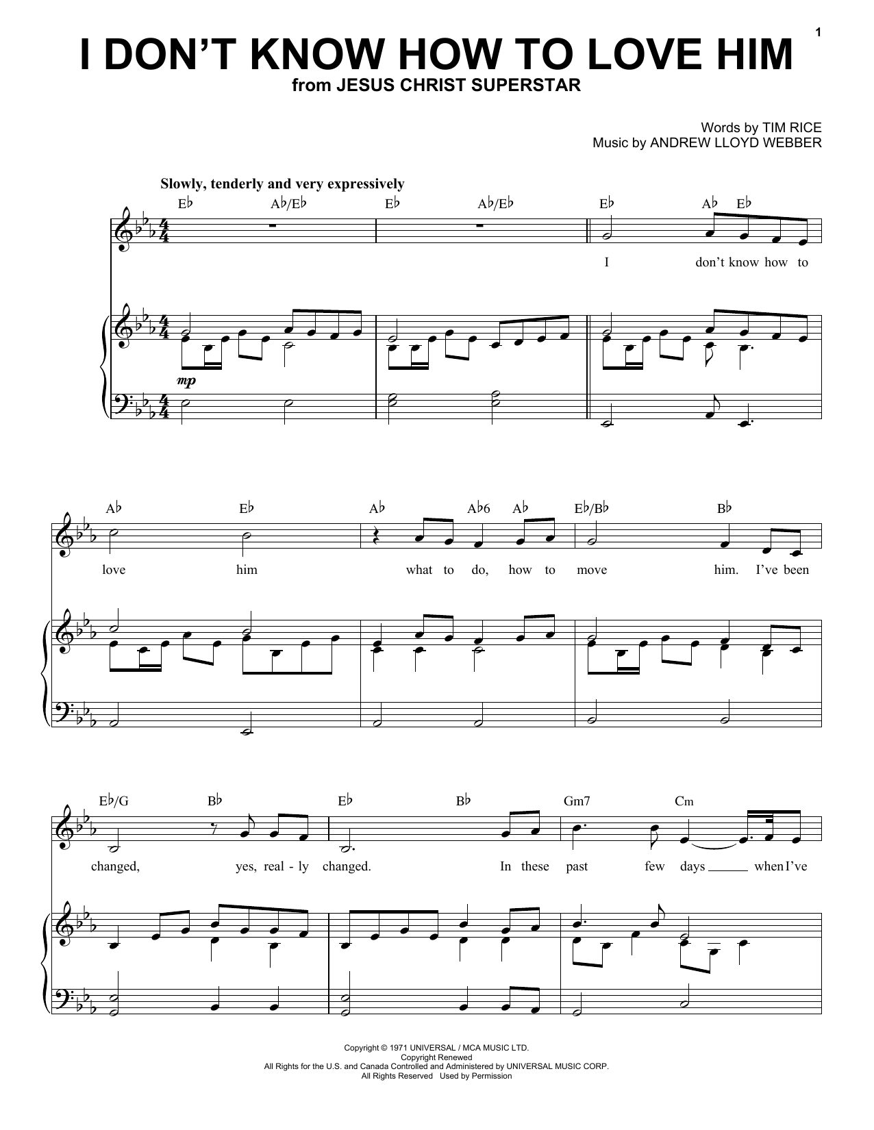 Produktgalerie: Seite 1 von 1 I Don't Know How To Love Him, Andrew Lloyd Webber, Gesang, Klavier