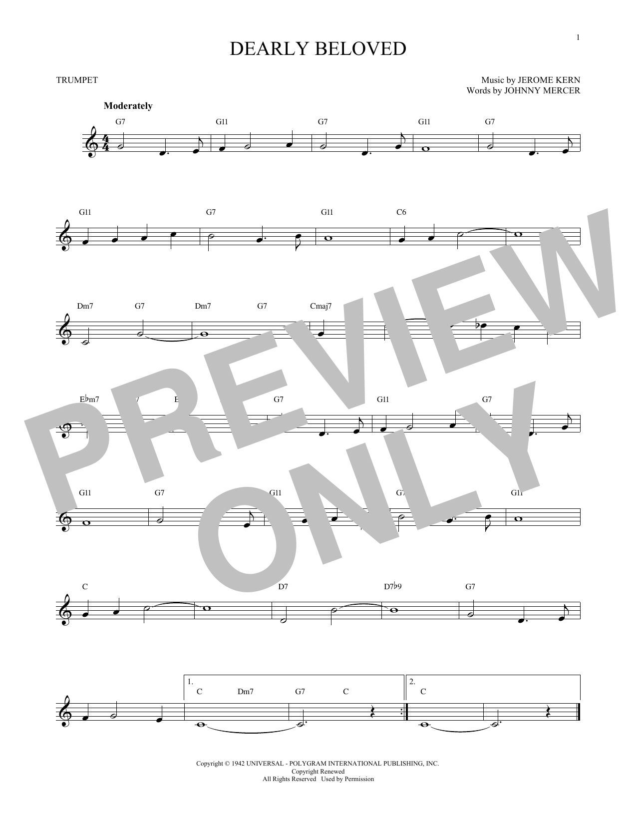 Produktgalerie: Seite 1 von 1 Dearly Beloved, Jerome Kern, Trompete