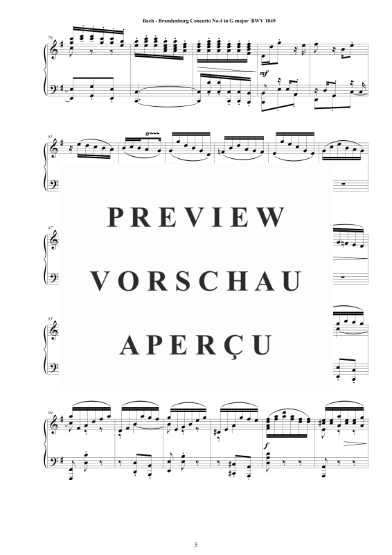 Product gallery: Page 6 of 11 Brandenburg Concerto No. 4 in G major BWV 1049, , Solo Piano