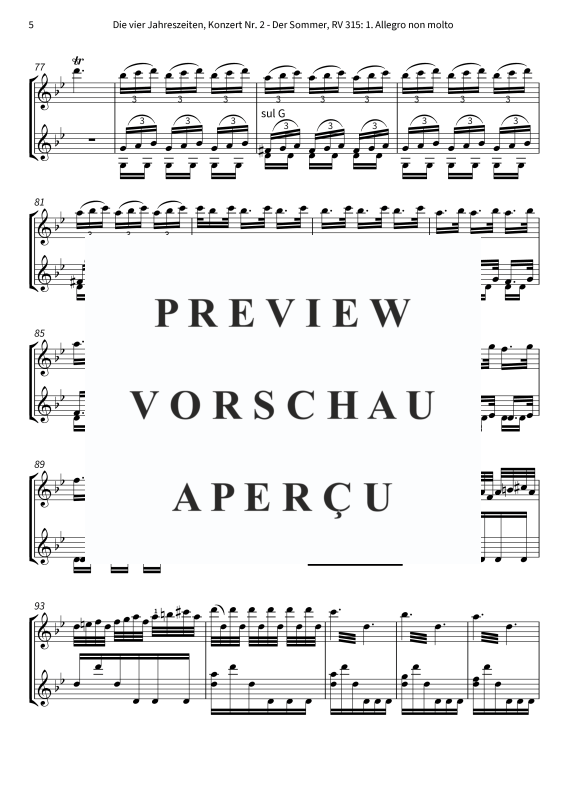 Produktgalerie: Seite 7 von 10 Die vier Jahreszeiten, Konzert Nr. 2 - Der Sommer - 1. Allegro non molto, The Twiolins, (Duett 2x Violine)