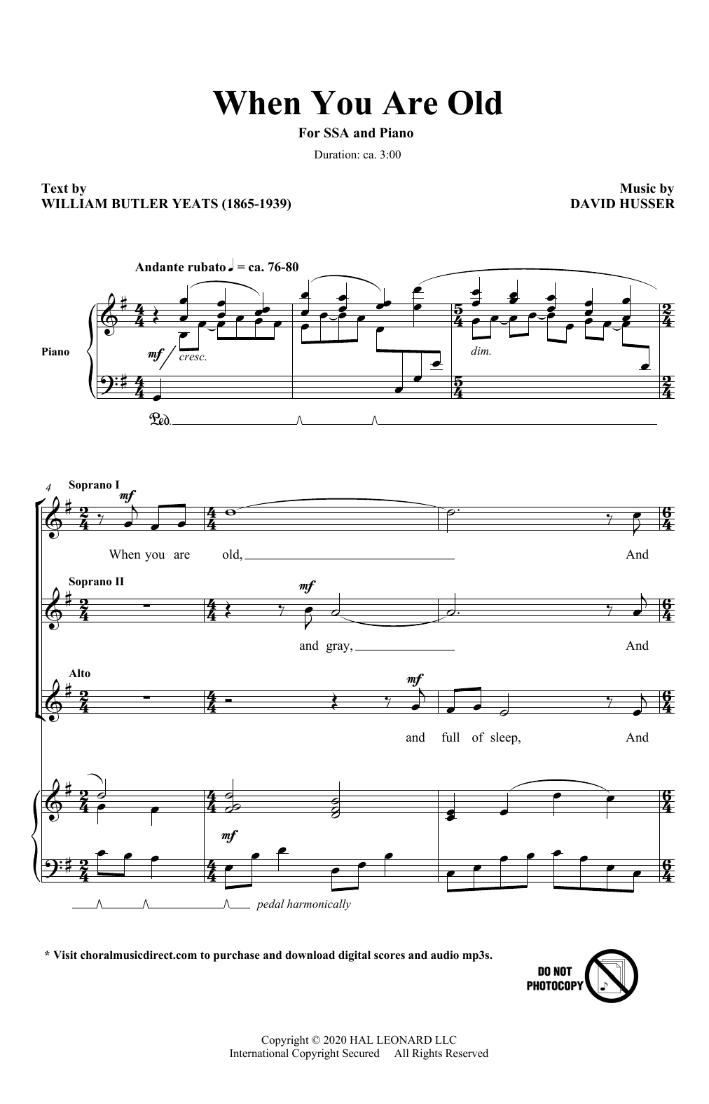 Produktgalerie: Seite 1 von 1 When You Are Old, William Butler Yeats and David Husser, Chor