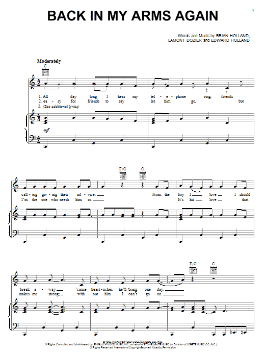 Produktgalerie: Seite 1 von 1 Back In My Arms Again, The Supremes, Gesang, Gitarre, Klavier