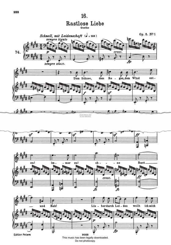 Produktbild zu: Rastlose Liebe Op.5/1 D138