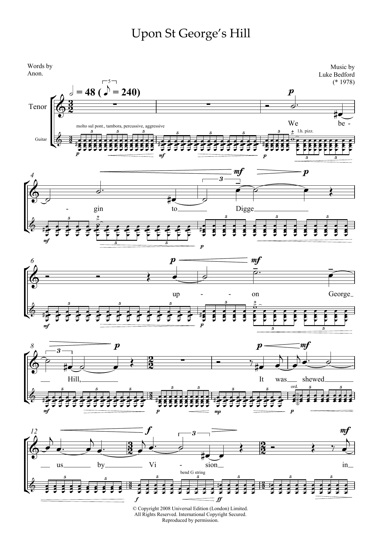 Product picture to: Upon St George's Hill (for tenor and guitar)