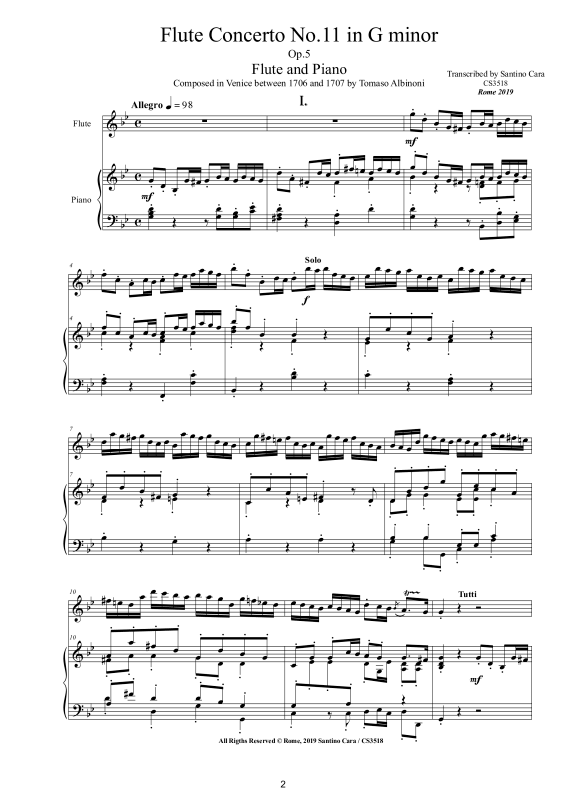 Product gallery: Page 1 of 11 Flute Concerto No.11 in G-Moll Op.5, , Flute and Piano/Harpsichord