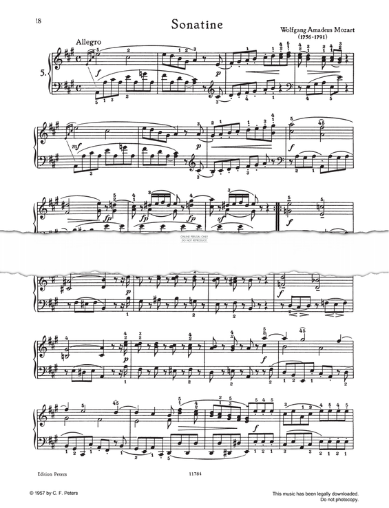 Produktgalerie: Seite 1 von 1 Sonatina A-major, Wolfgang Amadeus Mozart, Klavier