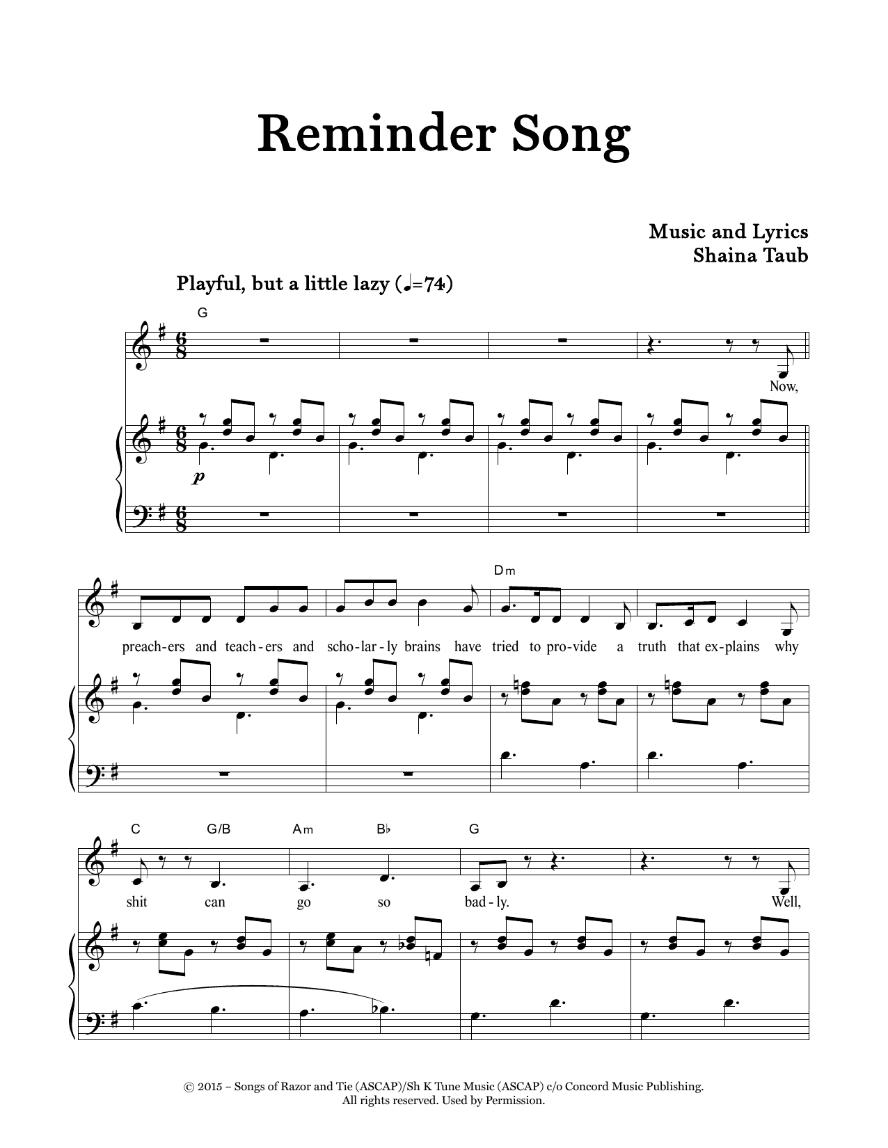 Produktgalerie: Seite 1 von 1 Reminder Song, Shaina Taub, Gesang, Klavier