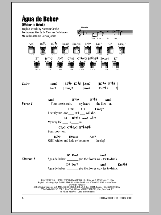 Produktgalerie: Seite 1 von 1 Agua De Beber (Water To Drink), Antonio Carlos Jobim, Gitarre