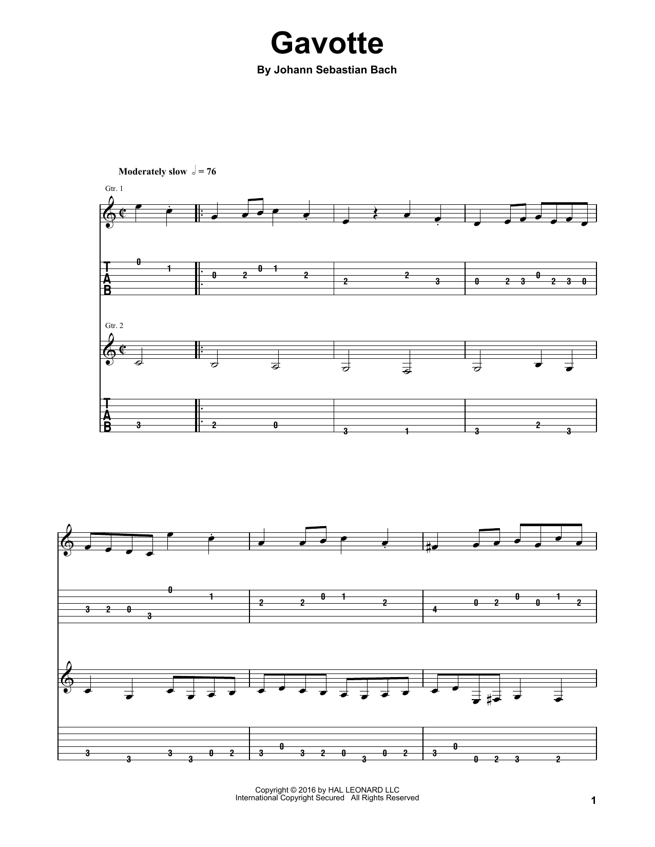 Produktgalerie: Seite 1 von 1 Gavotte, Johann Sebastian Bach, Gitarre
