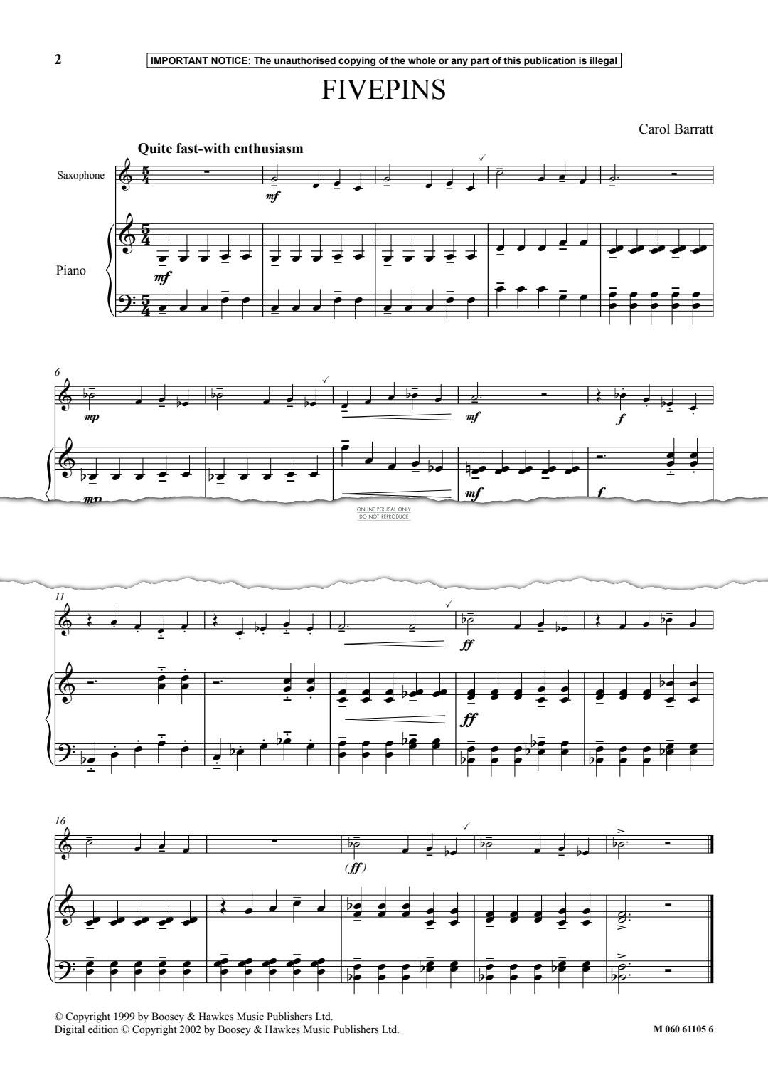 Produktgalerie: Seite 1 von 1 Fivepins, Carol Barratt, Saxophon