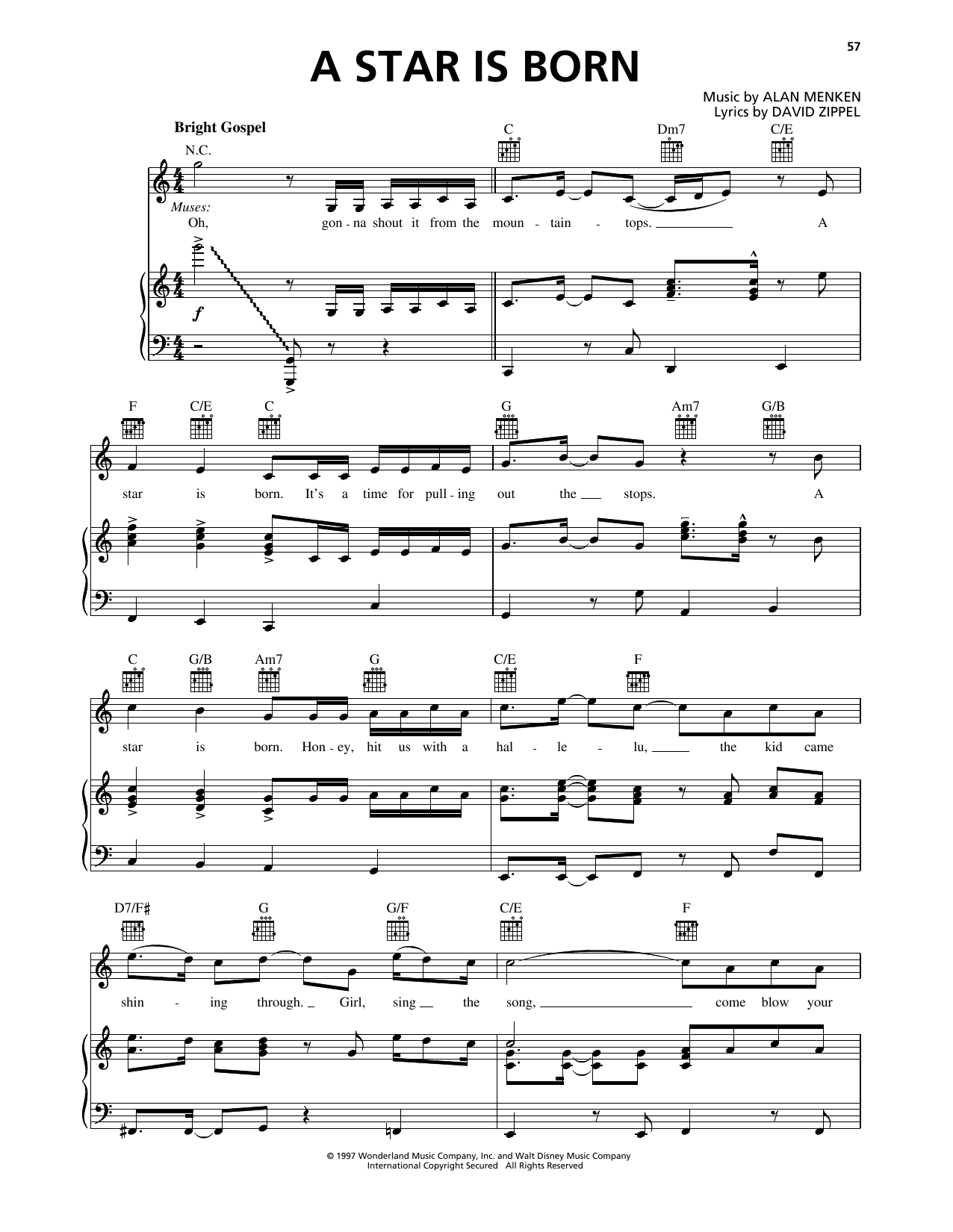 Produktgalerie: Seite 1 von 1 A Star Is Born (from Hercules), Alan Menken, Gesang, Gitarre, Klavier