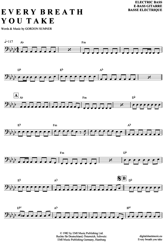 Product gallery: Page 1 of 4 Every breath you take , Police, The, Bass Guitar